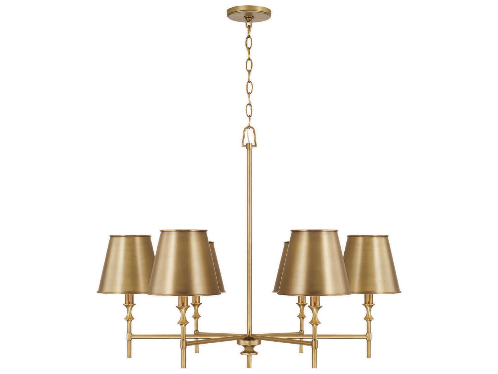 Capital Lighting Whitney 6-Light Aged Brass Candelabra Empire Chandelier