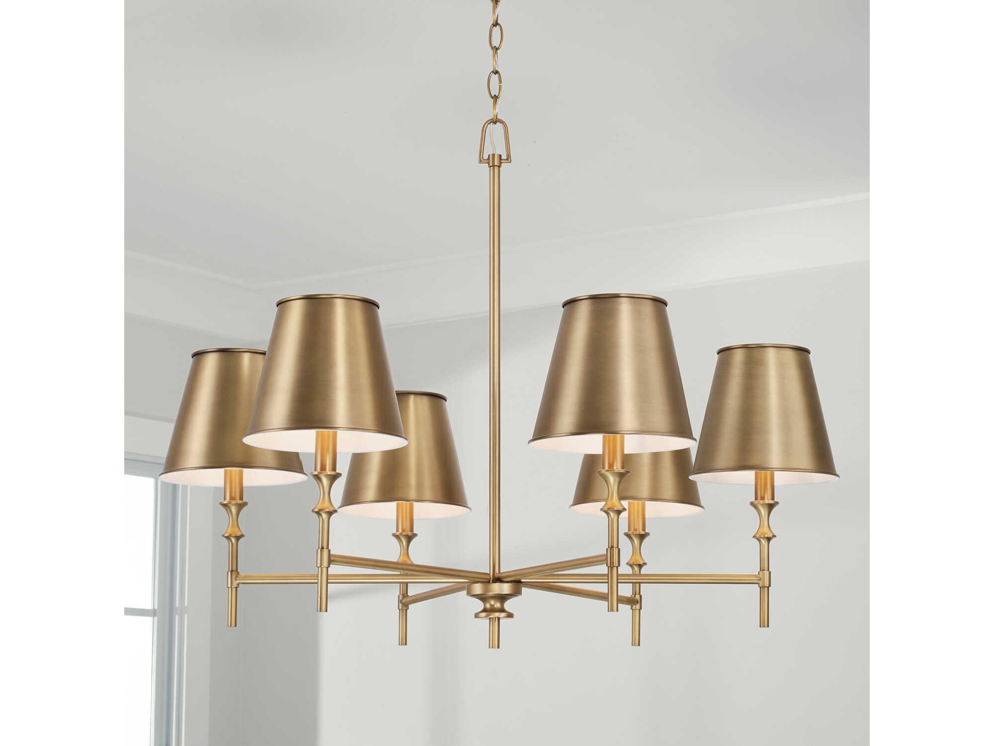 Capital Lighting Whitney 6-Light Aged Brass Candelabra Empire Chandelier