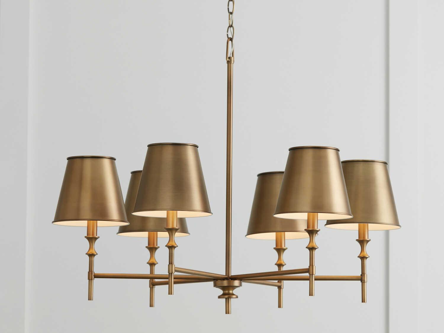 Capital Lighting Whitney 6-Light Aged Brass Candelabra Empire Chandelier