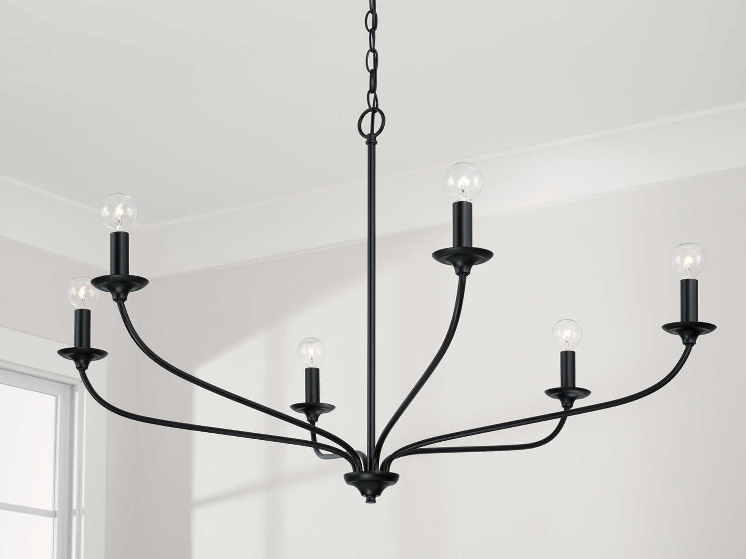 Capital Lighting Dolan 6-Light Matte Black Candelabra Chandelier