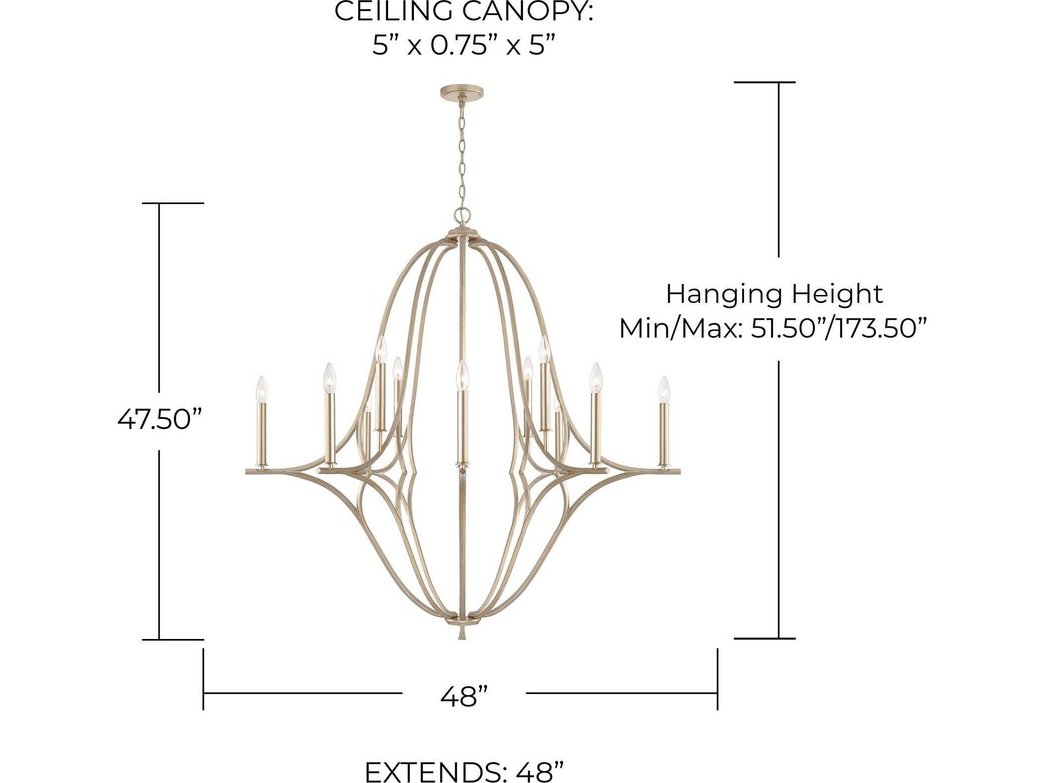 Capital Lighting Claire 12-Light Brushed Champagne Gold Candelabra Chandelier