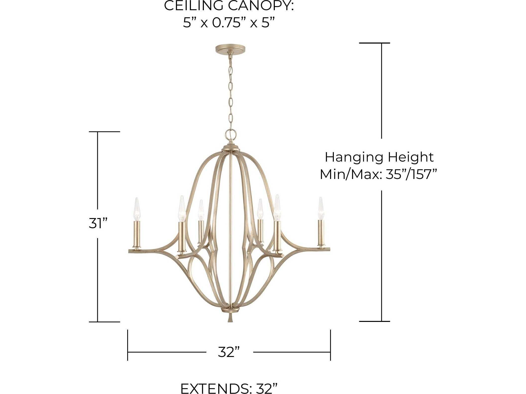 Capital Lighting Claire 6-Light Brushed Champagne Gold Candelabra Chandelier