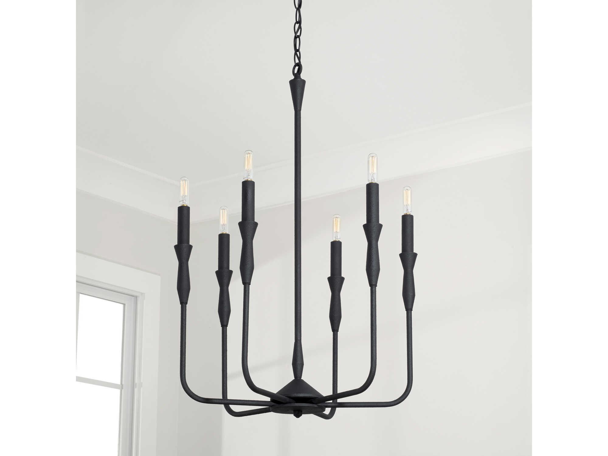 Capital Lighting Paloma 6-Light Textured Black Candelabra Chandelier