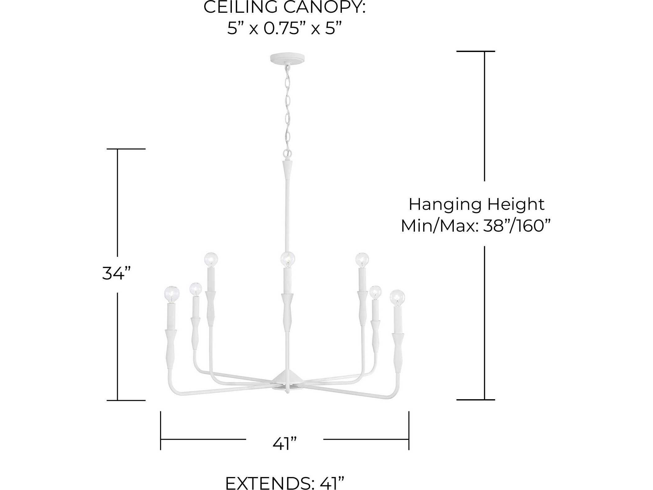 Capital Lighting Paloma 8-Light Textured White Candelabra Chandelier