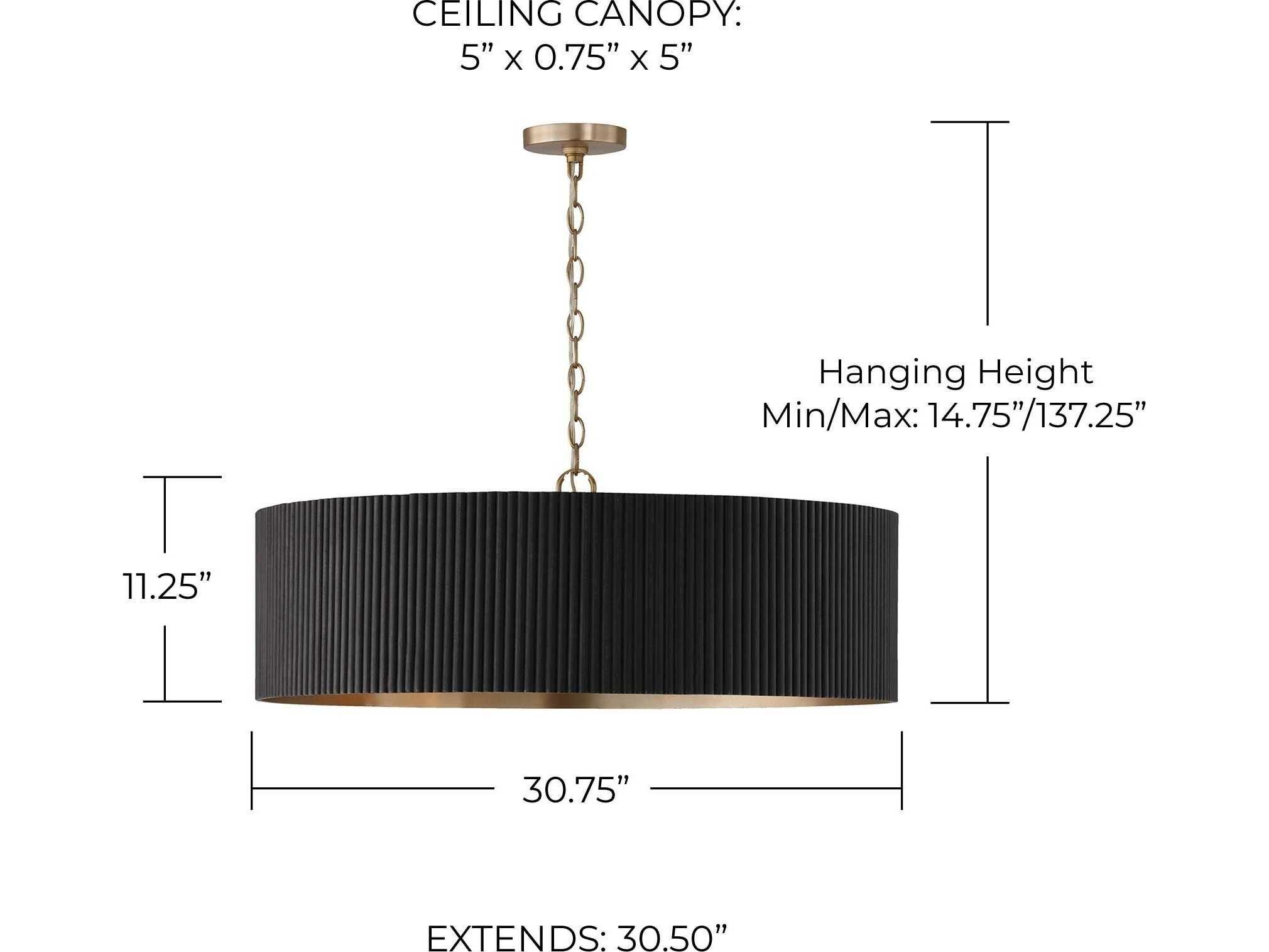 Capital Lighting Donovan 4-Light Black Stain And Matte Brass Drum Pendant