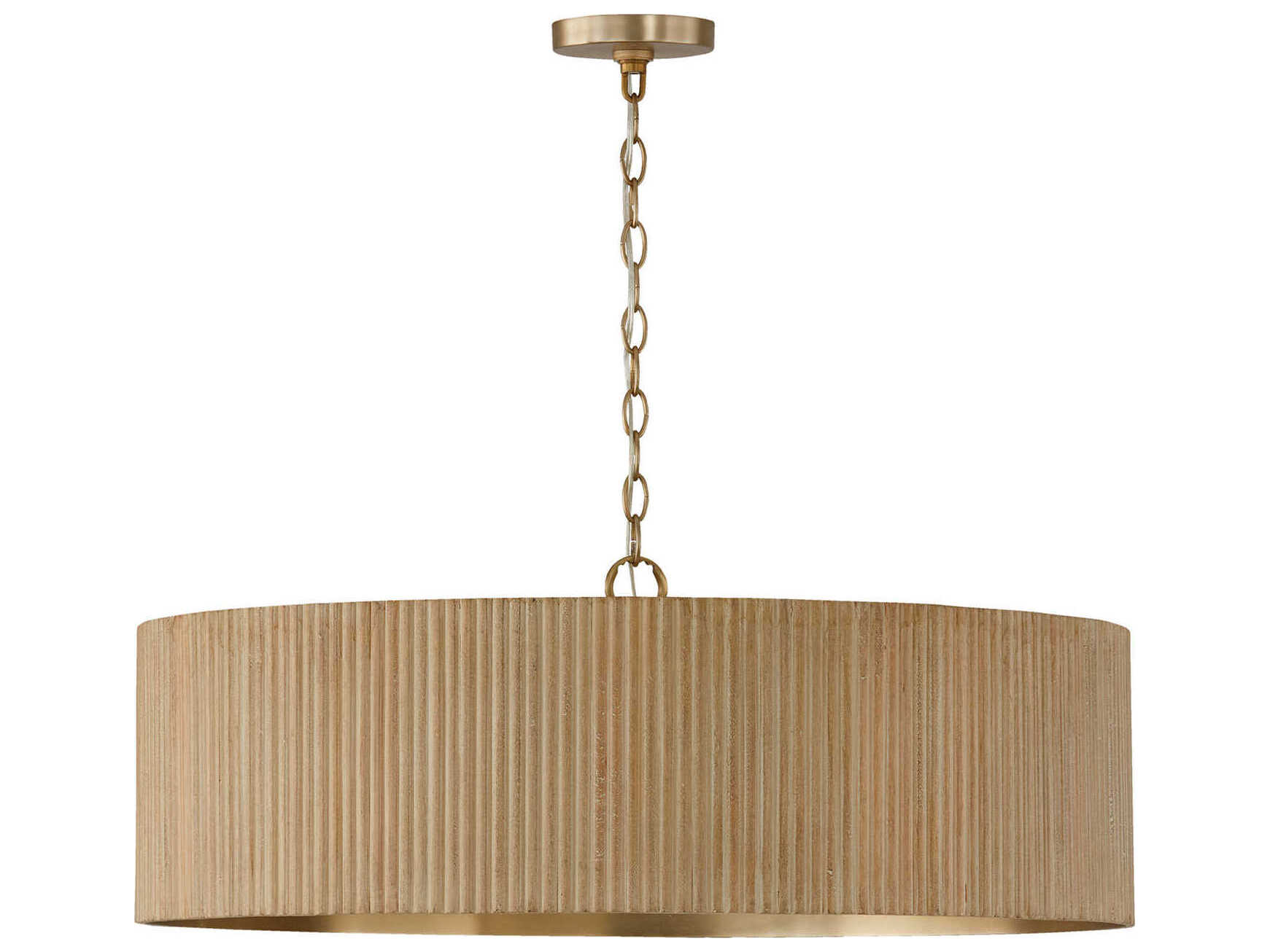 Capital Lighting Donovan 4-Light White Wash And Matte Brass Brown Drum Pendant