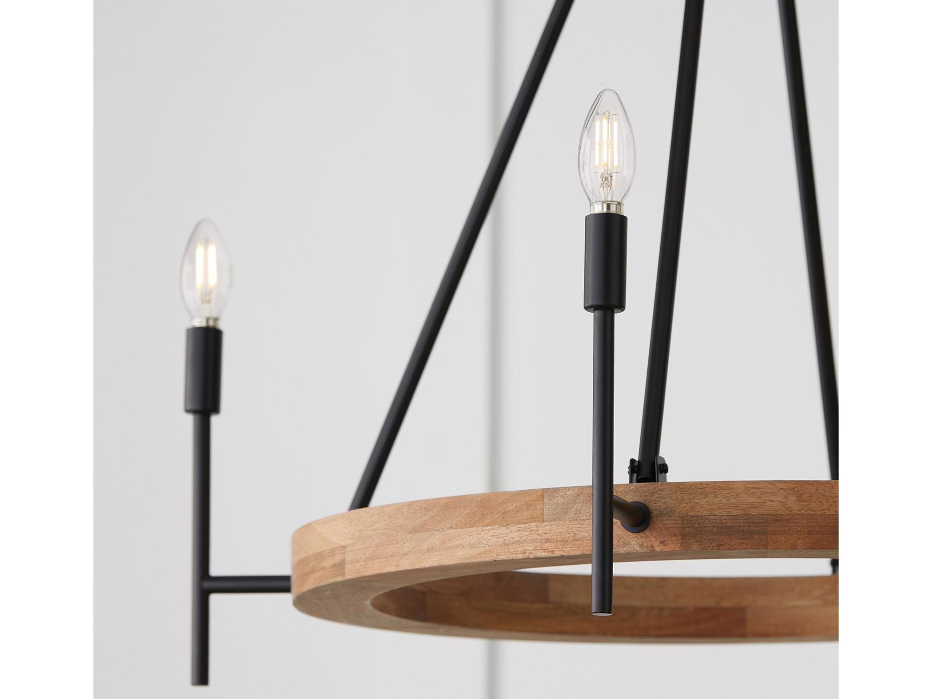 Capital Lighting Jonah 4-Light Light Wood And Matte Black Chandelier