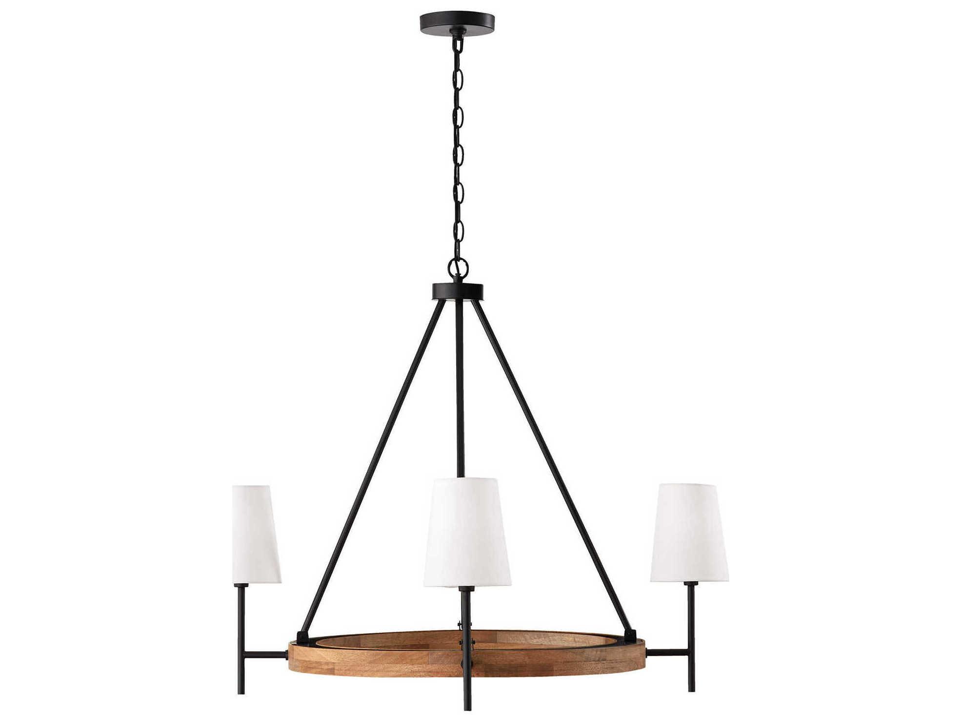Capital Lighting Jonah 4-Light Light Wood And Matte Black Chandelier