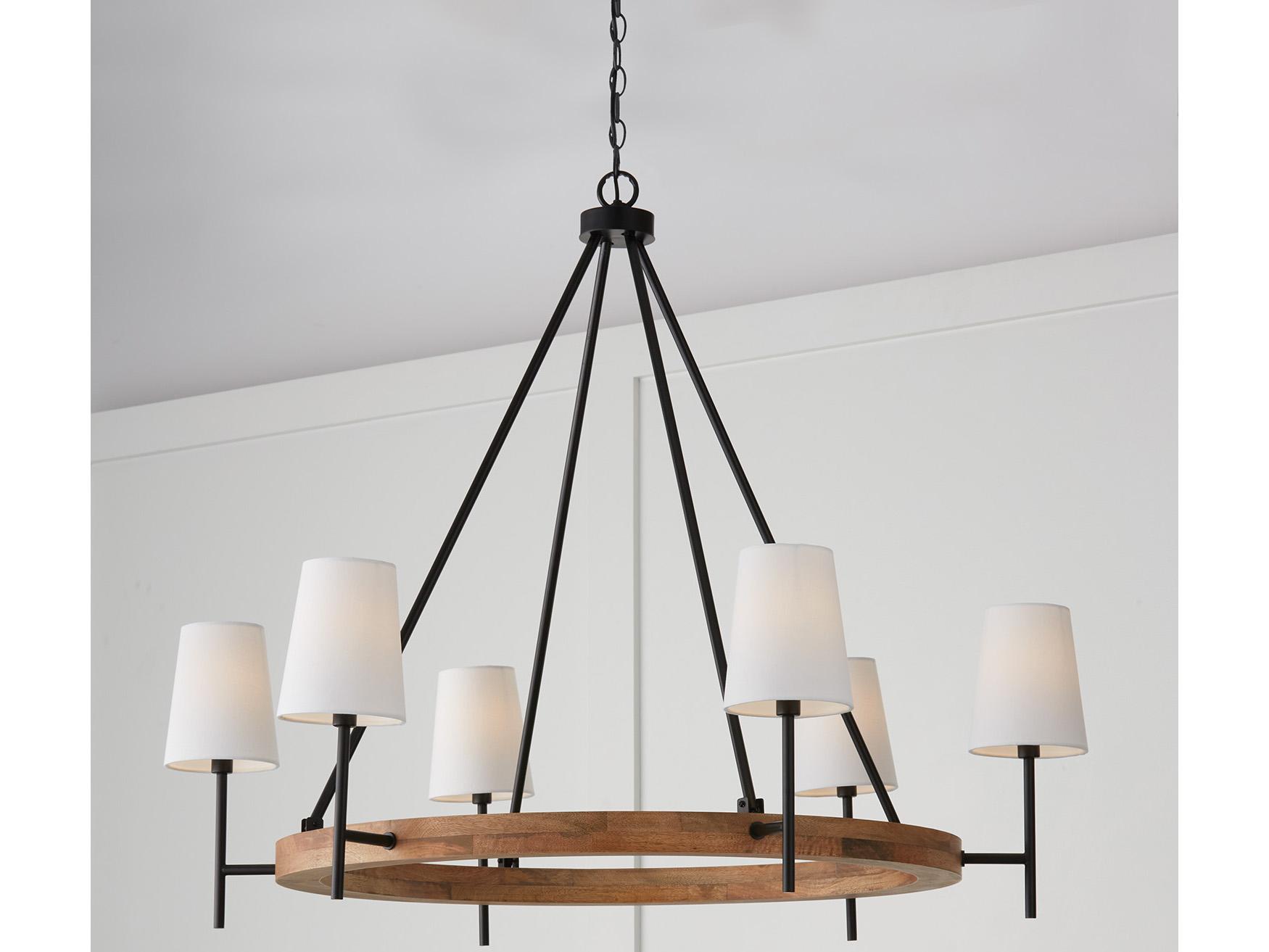 Capital Lighting Jonah 6-Light Light Wood And Matte Black Chandelier