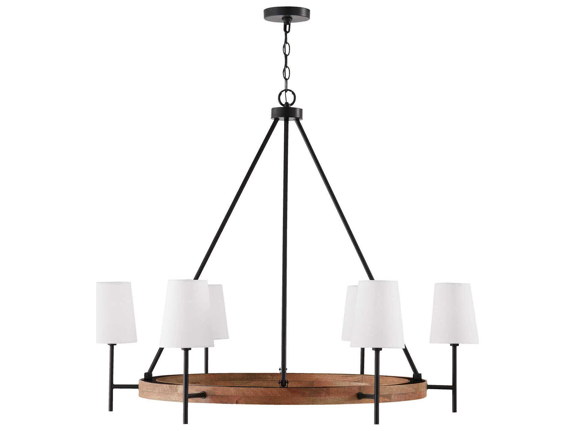 Capital Lighting Jonah 6-Light Light Wood And Matte Black Chandelier