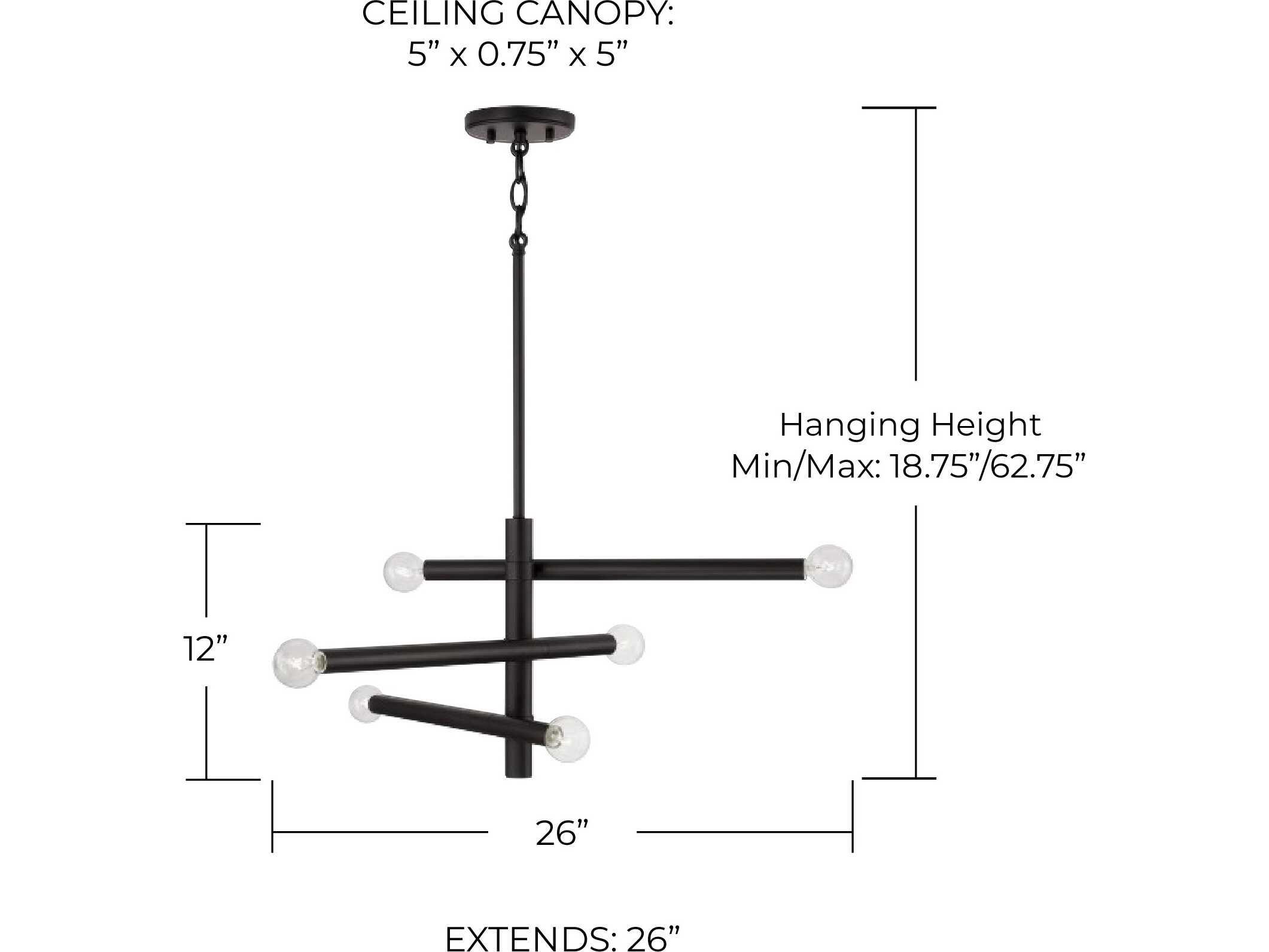 Capital Lighting Zane 6-Light Matte Black Tiered Chandelier
