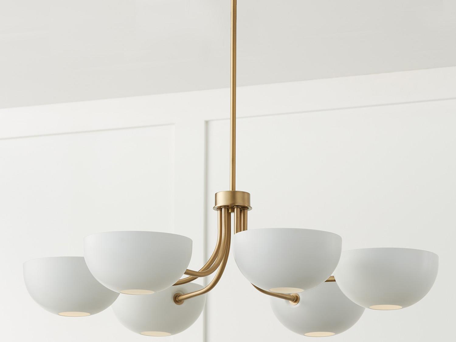 Capital Lighting Reece 6-Light Aged Brass And White Bowl Chandelier