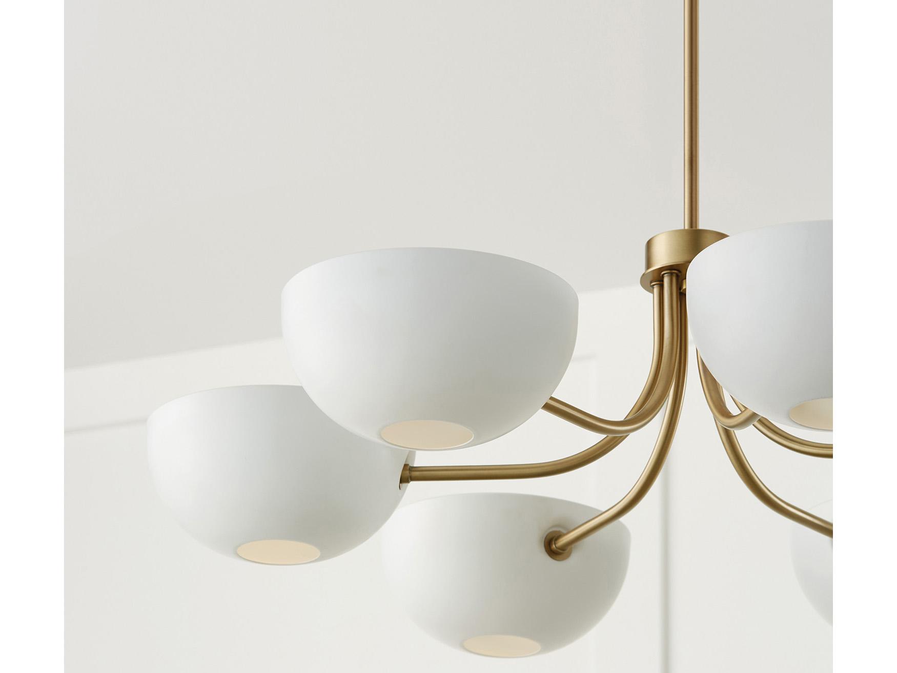 Capital Lighting Reece 6-Light Aged Brass And White Bowl Chandelier