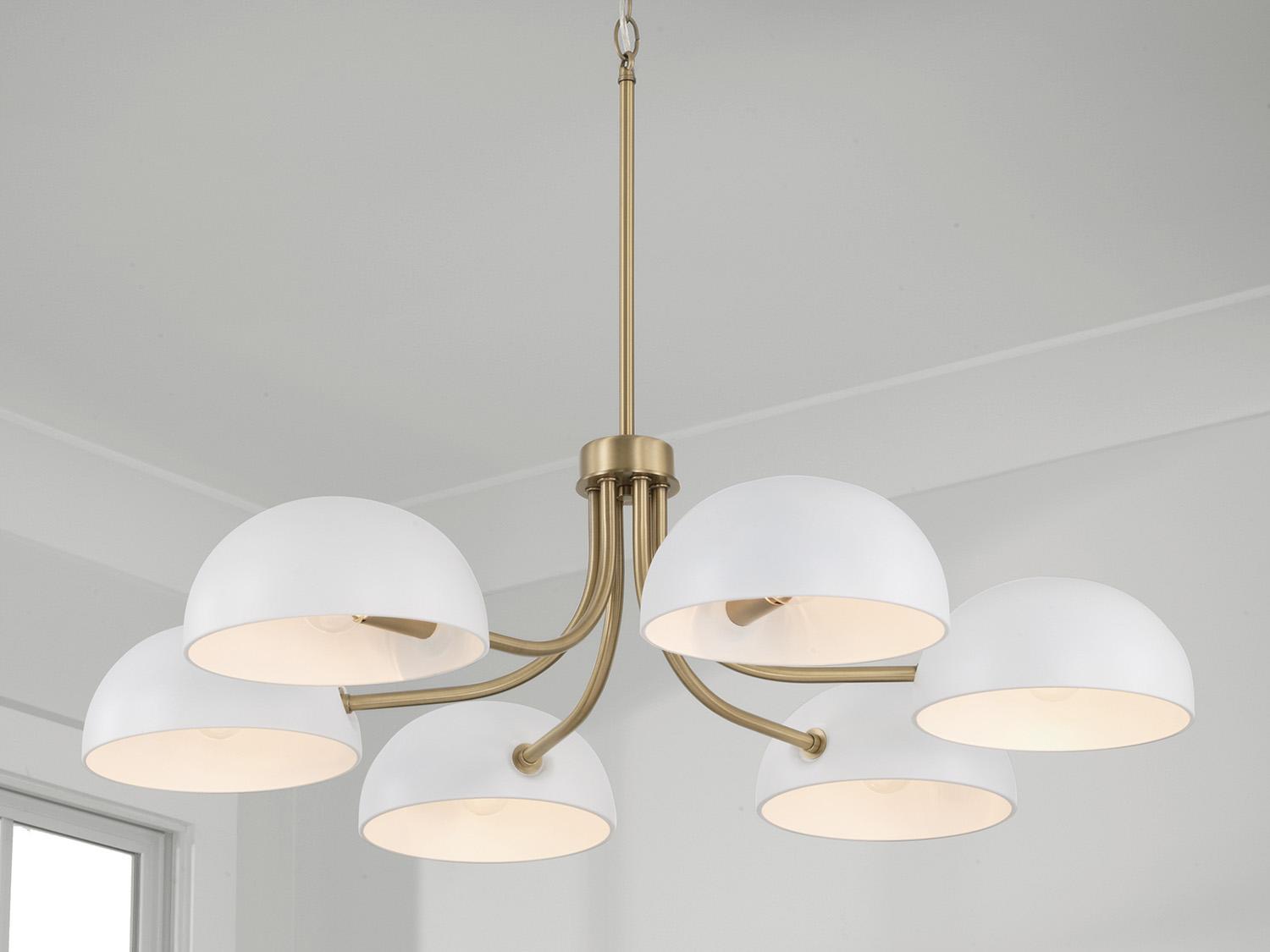 Capital Lighting Reece 6-Light Aged Brass And White Bowl Chandelier