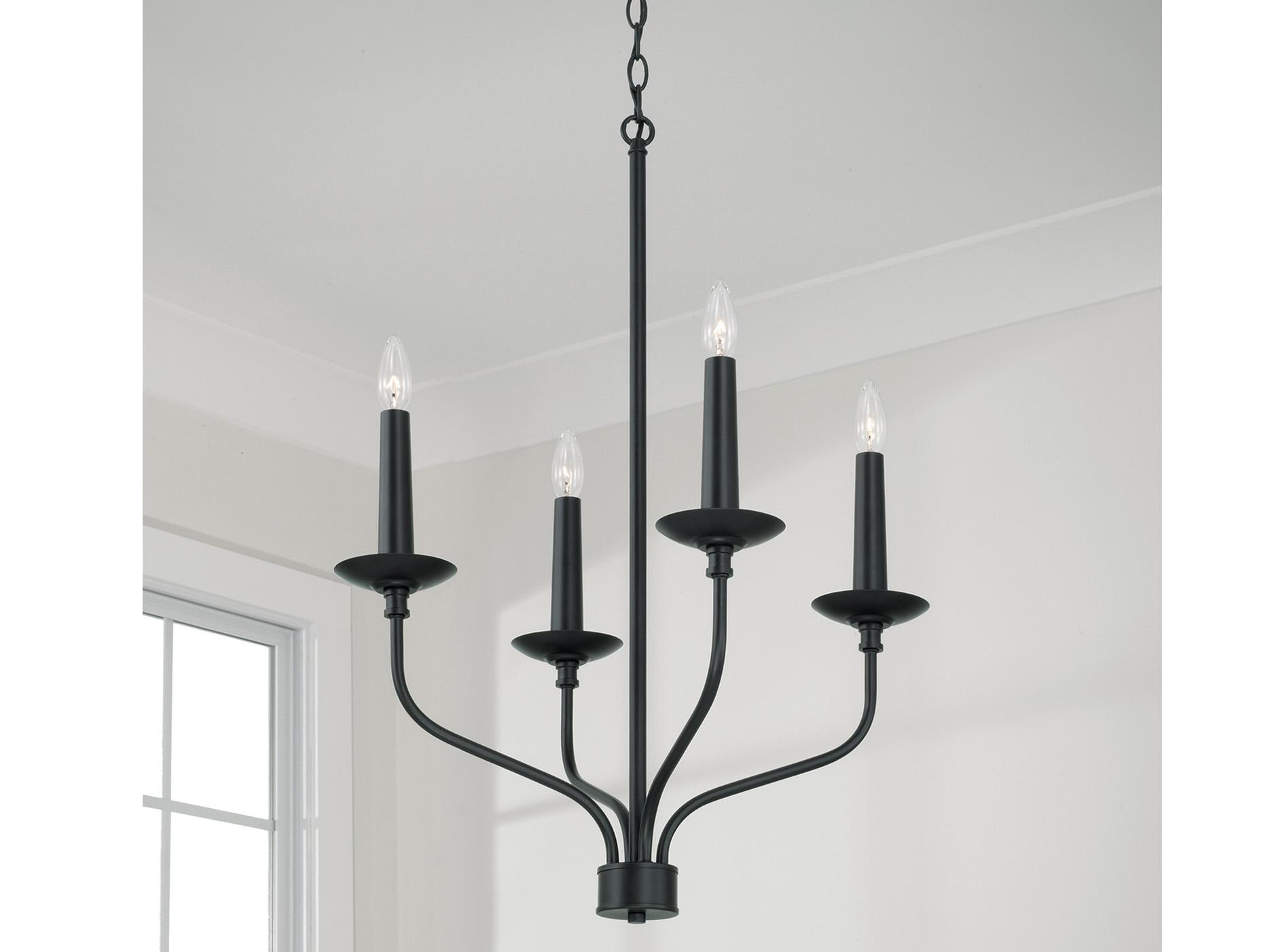 Capital Lighting Wilder 4-Light Matte Black Candelabra Chandelier
