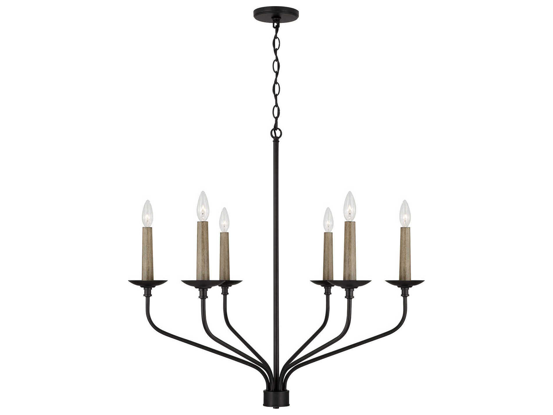 Capital Lighting Wilder 6-Light Matte Black Candelabra Chandelier