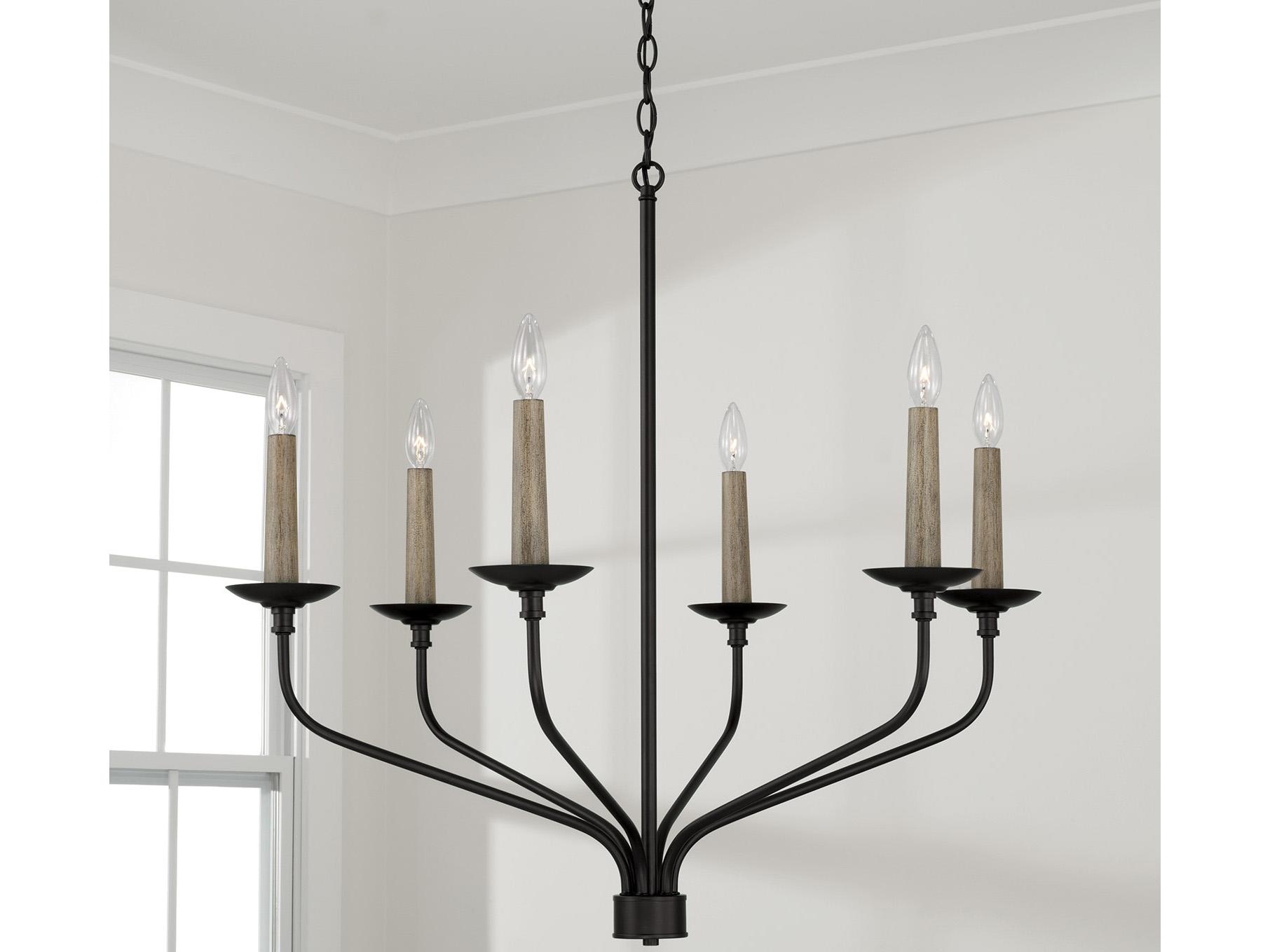 Capital Lighting Wilder 6-Light Matte Black Candelabra Chandelier