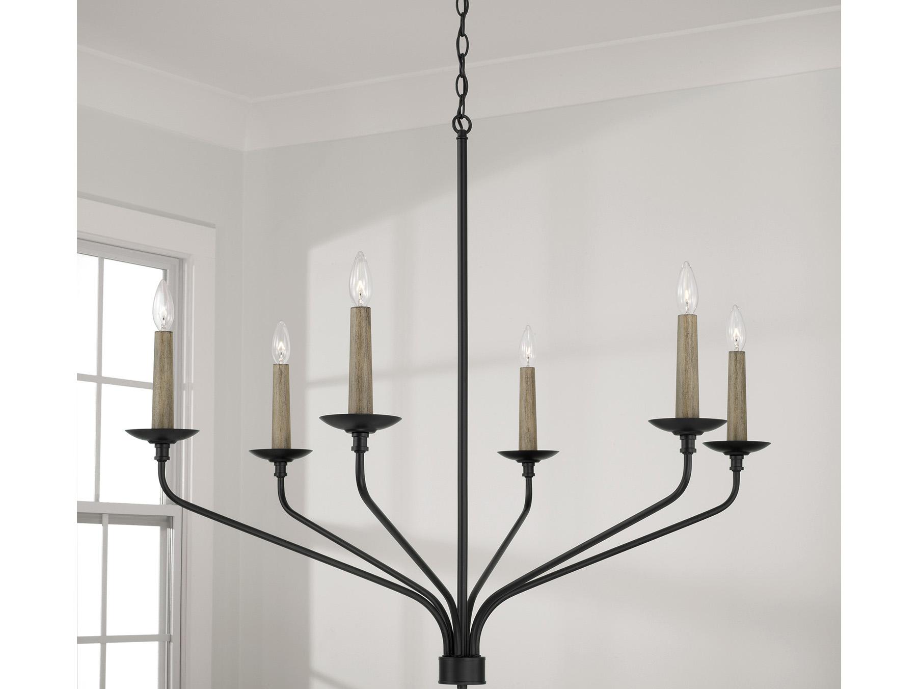 Capital Lighting Wilder 6-Light Matte Black Candelabra Chandelier