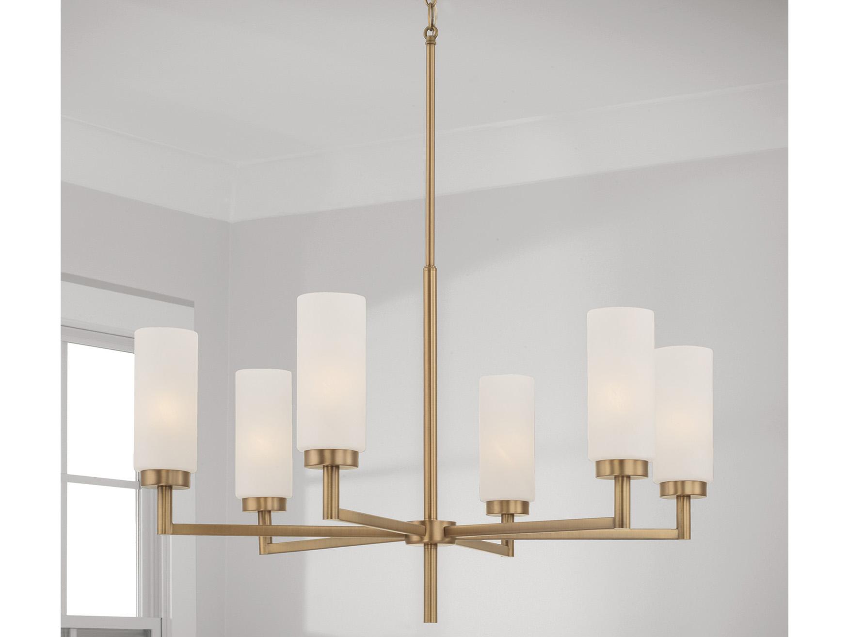 Capital Lighting Alyssa 6-Light Aged Brass Cylinder Chandelier