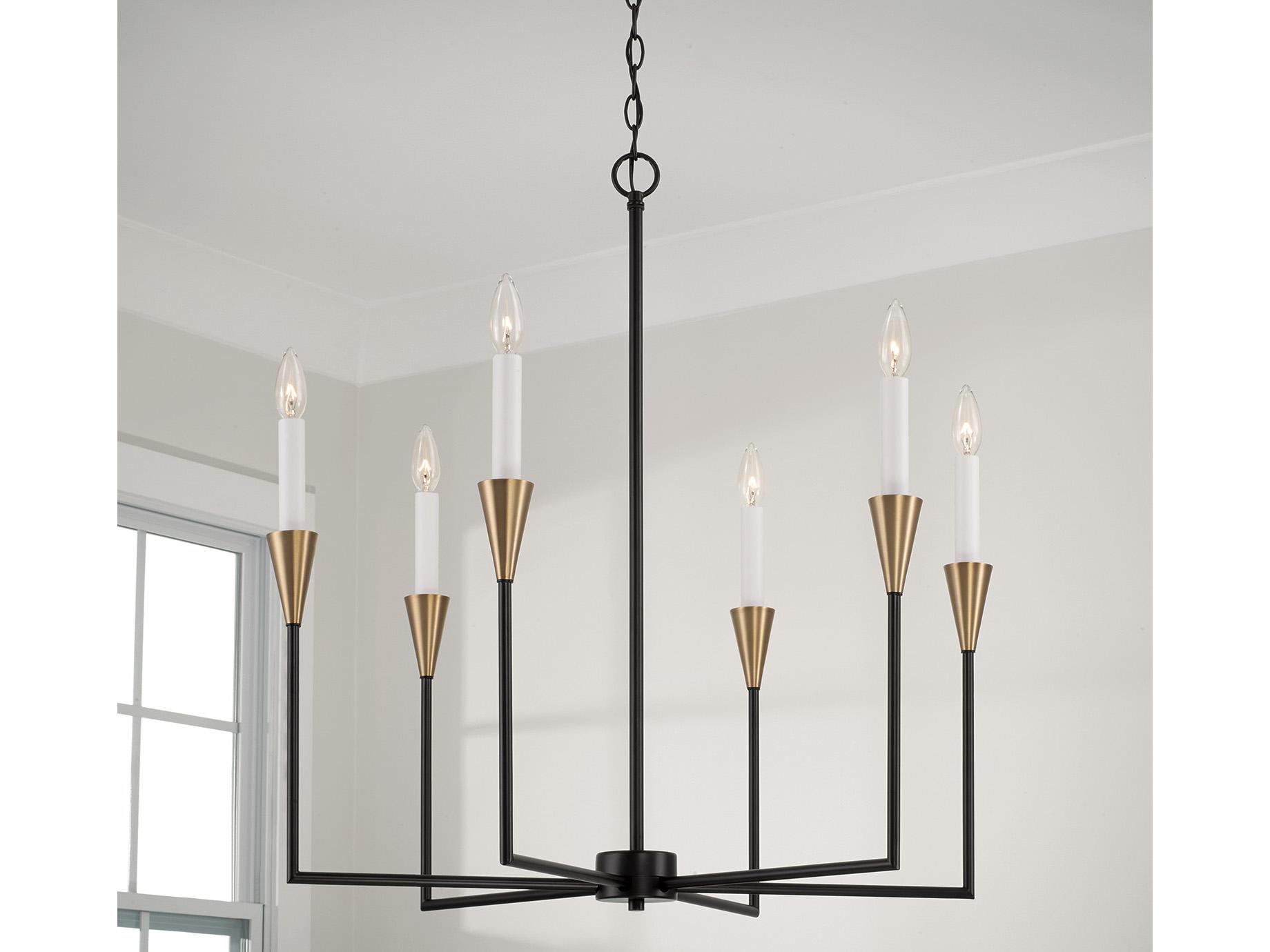 Capital Lighting Avant 6-Light Aged Brass And Black Candelabra Chandelier