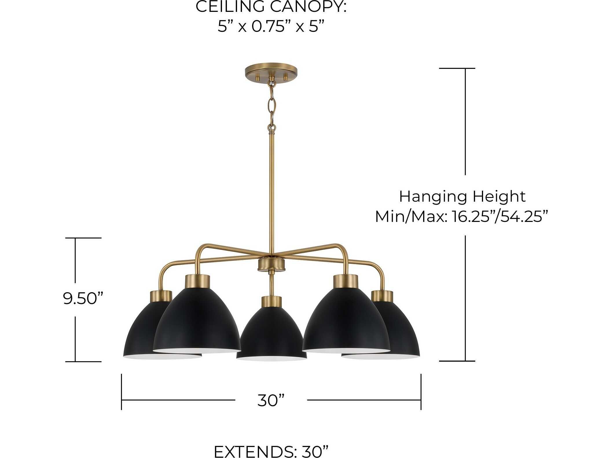 Capital Lighting Ross 5-Light Aged Brass And Black Dome Chandelier