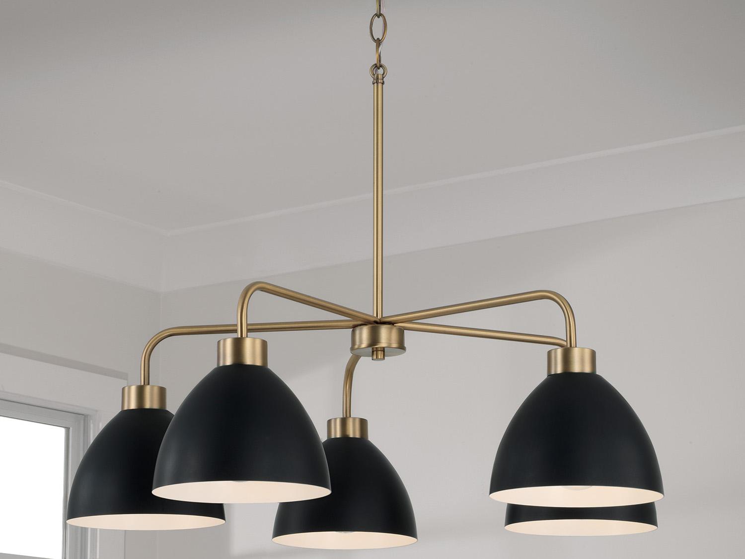 Capital Lighting Ross 5-Light Aged Brass And Black Dome Chandelier