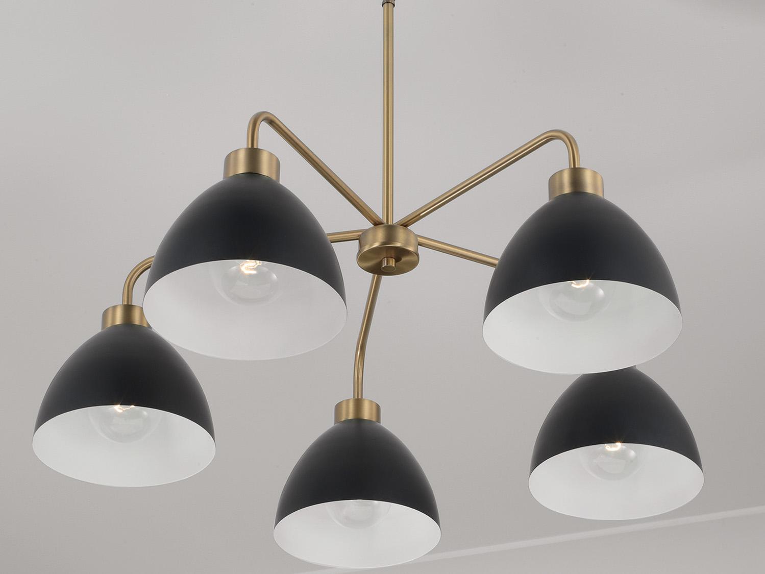 Capital Lighting Ross 5-Light Aged Brass And Black Dome Chandelier