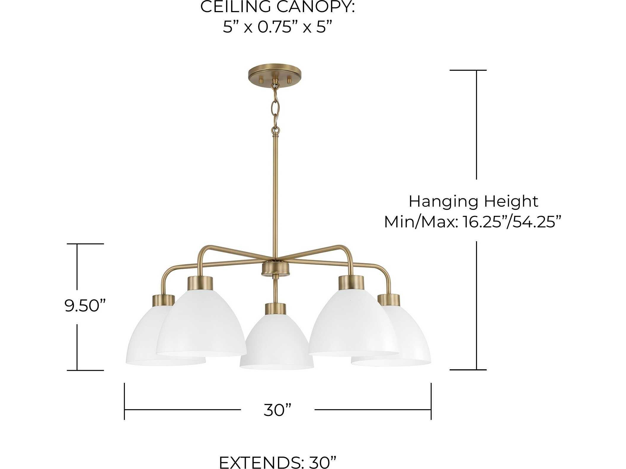 Capital Lighting Ross 5-Light Aged Brass And White Dome Chandelier