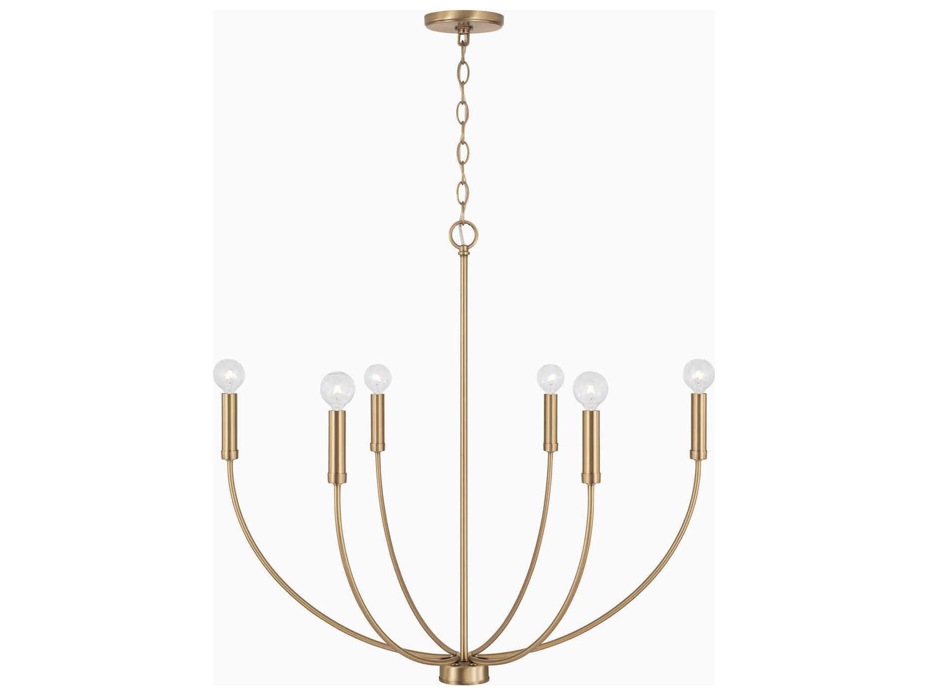 Capital Lighting Ansley 6-Light Aged Brass Candelabra Chandelier