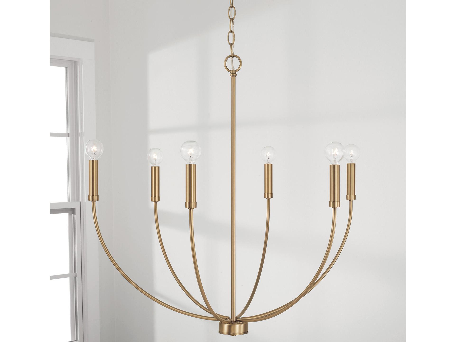 Capital Lighting Ansley 6-Light Aged Brass Candelabra Chandelier