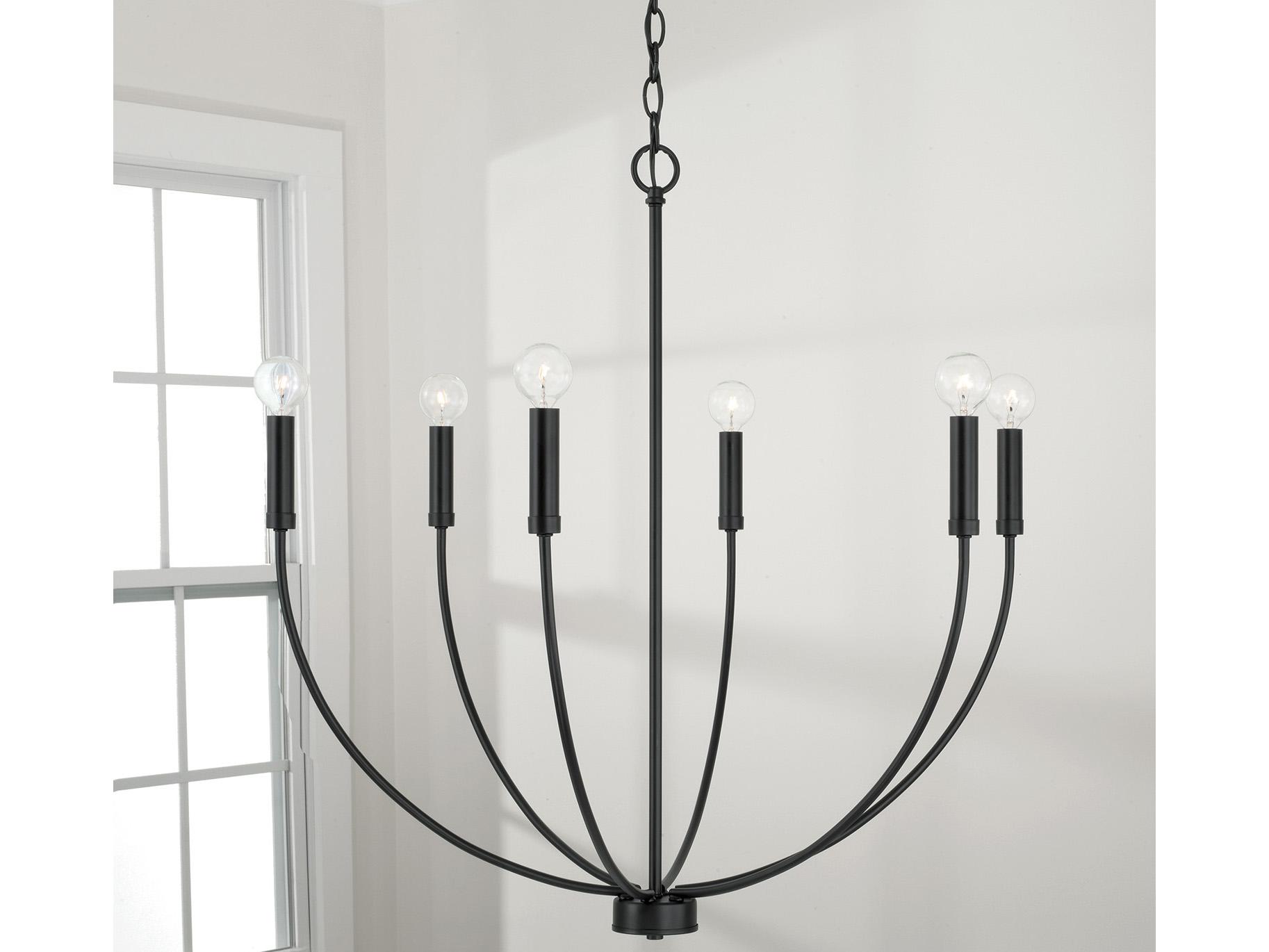 Capital Lighting Ansley 6-Light Matte Black Candelabra Chandelier