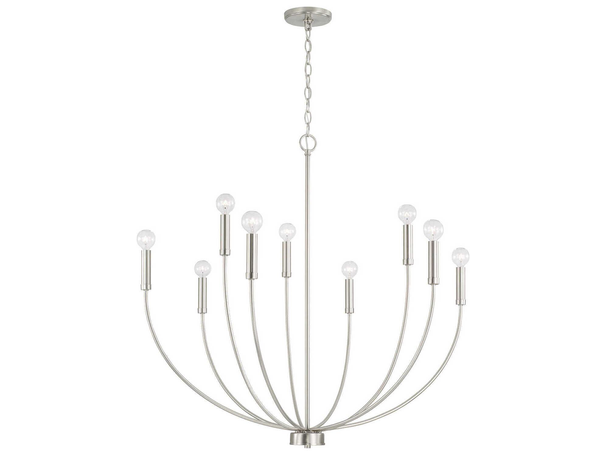 Capital Lighting Ansley 9-Light Brushed Nickel Brass Candelabra Chandelier