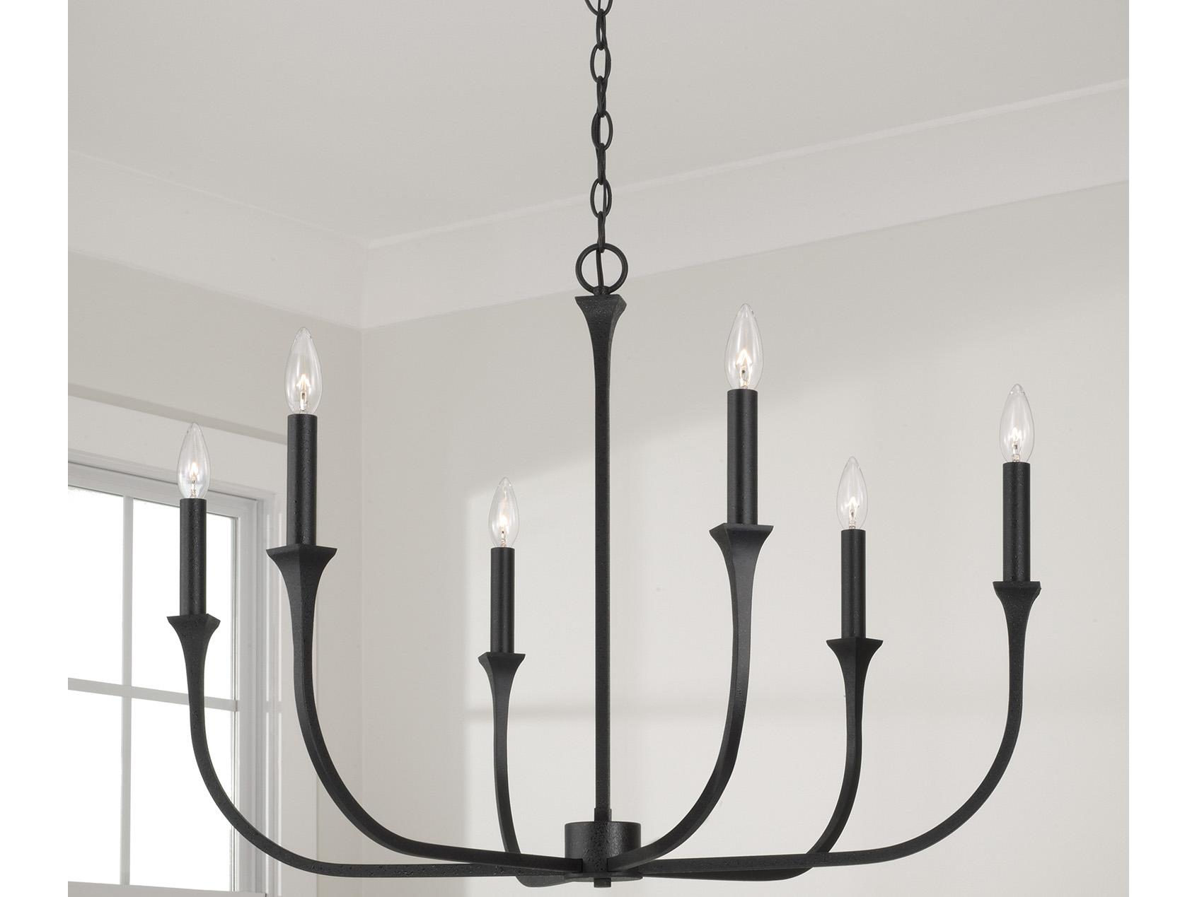 Capital Lighting Decklan 6-Light Black Iron Candelabra Chandelier
