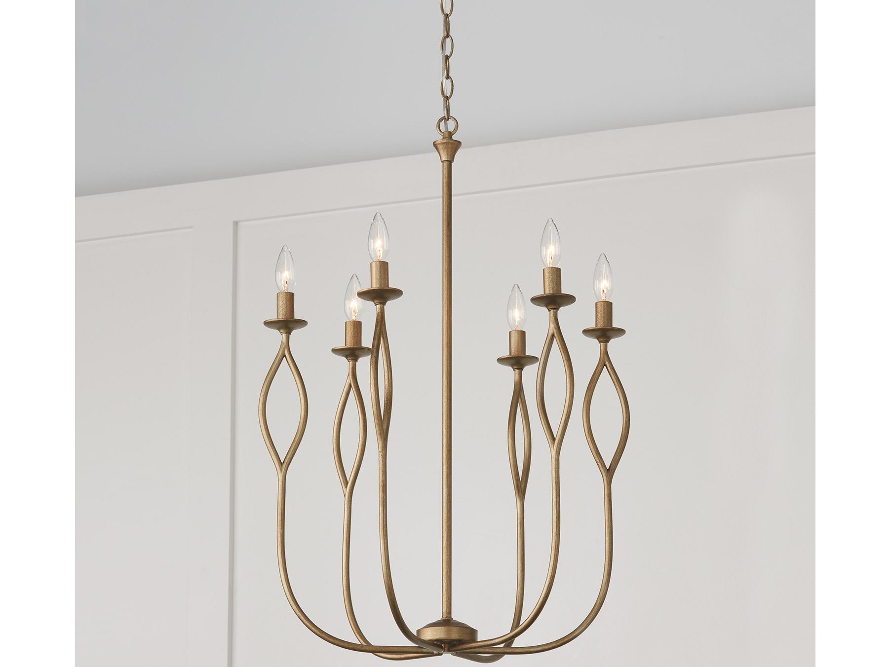 Capital Lighting Cohen 6-Light Mystic Luster Brass Candelabra Chandelier