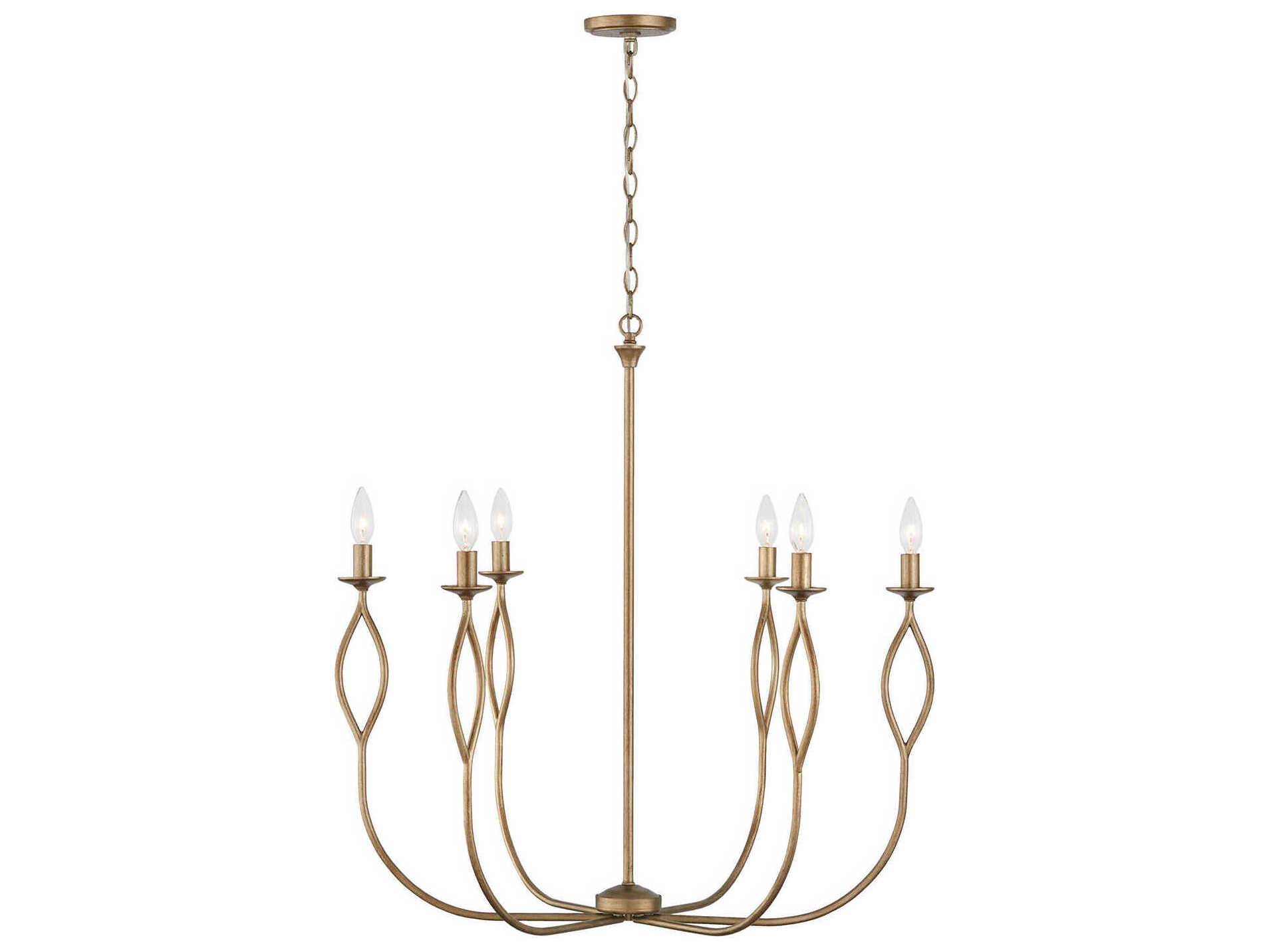 Capital Lighting Cohen 6-Light Mystic Luster Brass Candelabra Chandelier