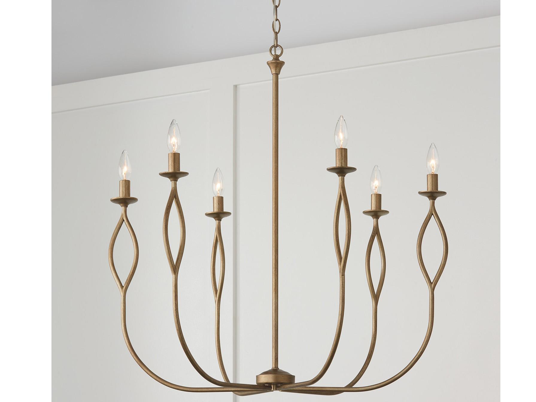 Capital Lighting Cohen 6-Light Mystic Luster Brass Candelabra Chandelier