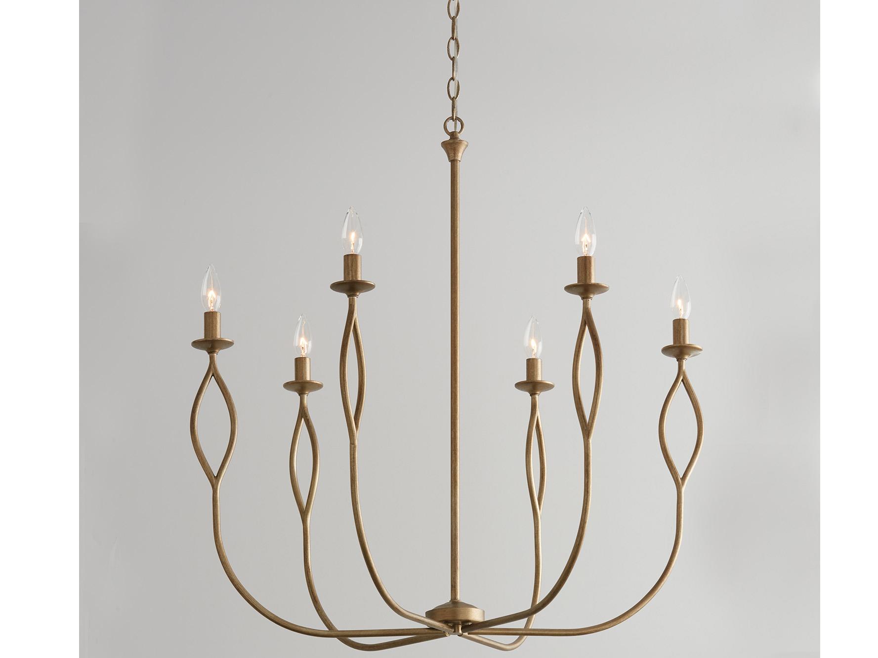 Capital Lighting Cohen 6-Light Mystic Luster Brass Candelabra Chandelier