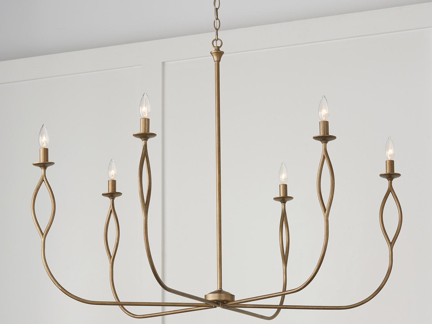 Capital Lighting Cohen 6-Light Mystic Luster Brass Candelabra Chandelier