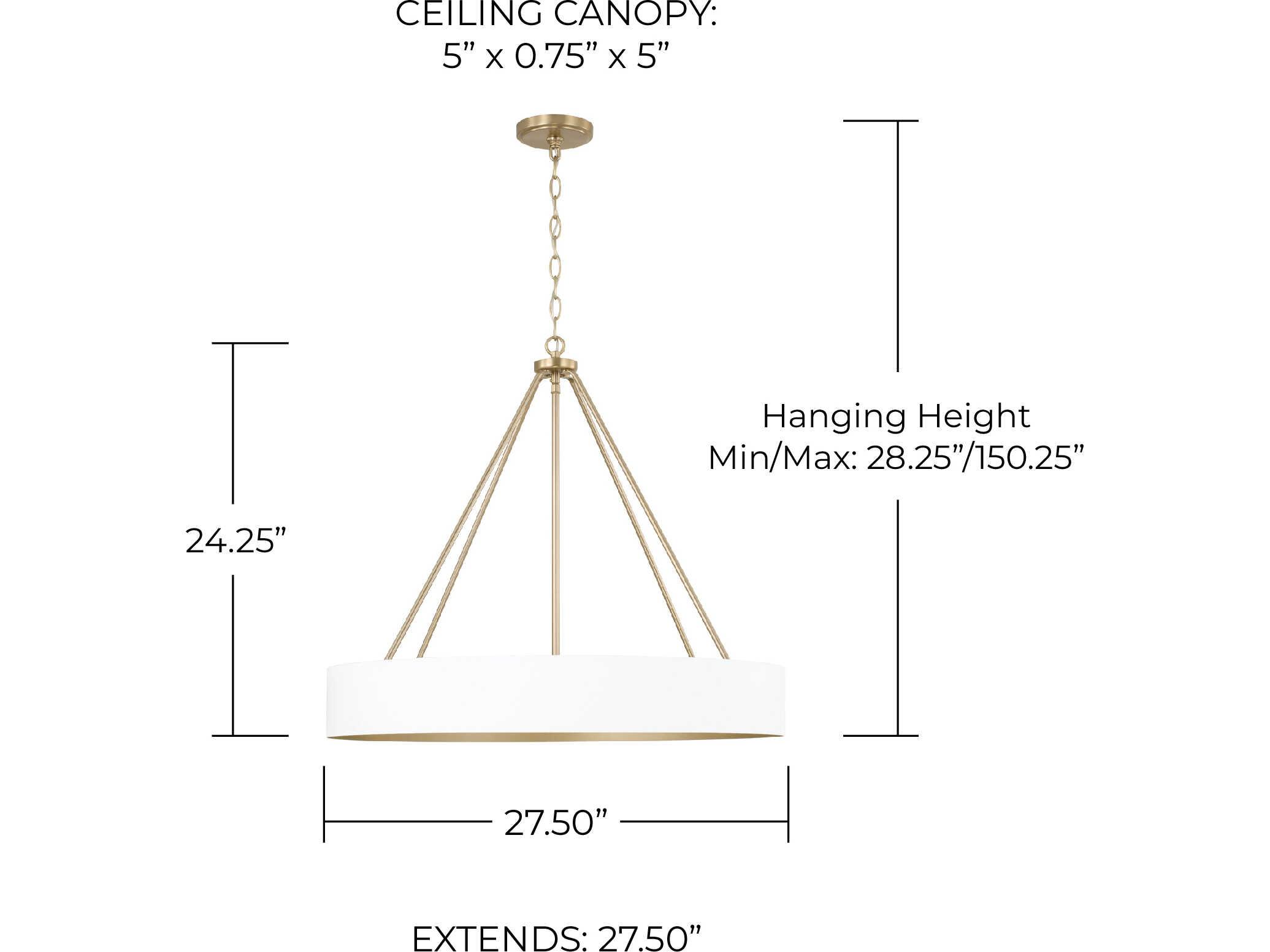 Capital Lighting Weller 4-Light Matte Brass White Round Chandelier