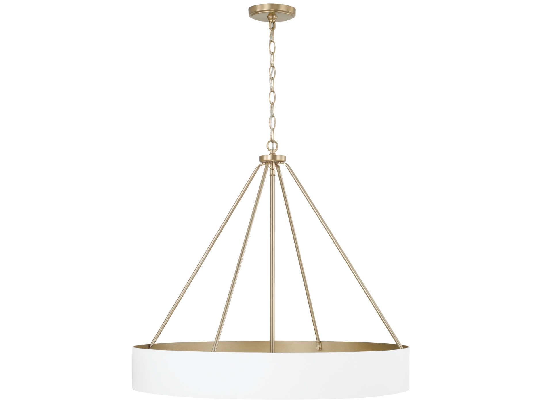 Capital Lighting Weller 4-Light Matte Brass White Round Chandelier