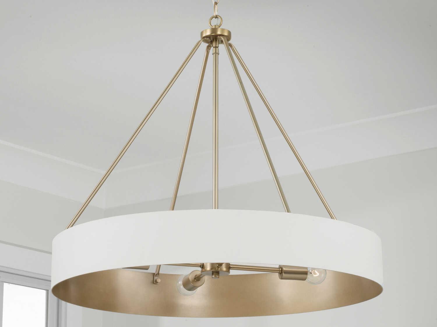 Capital Lighting Weller 4-Light Matte Brass White Round Chandelier