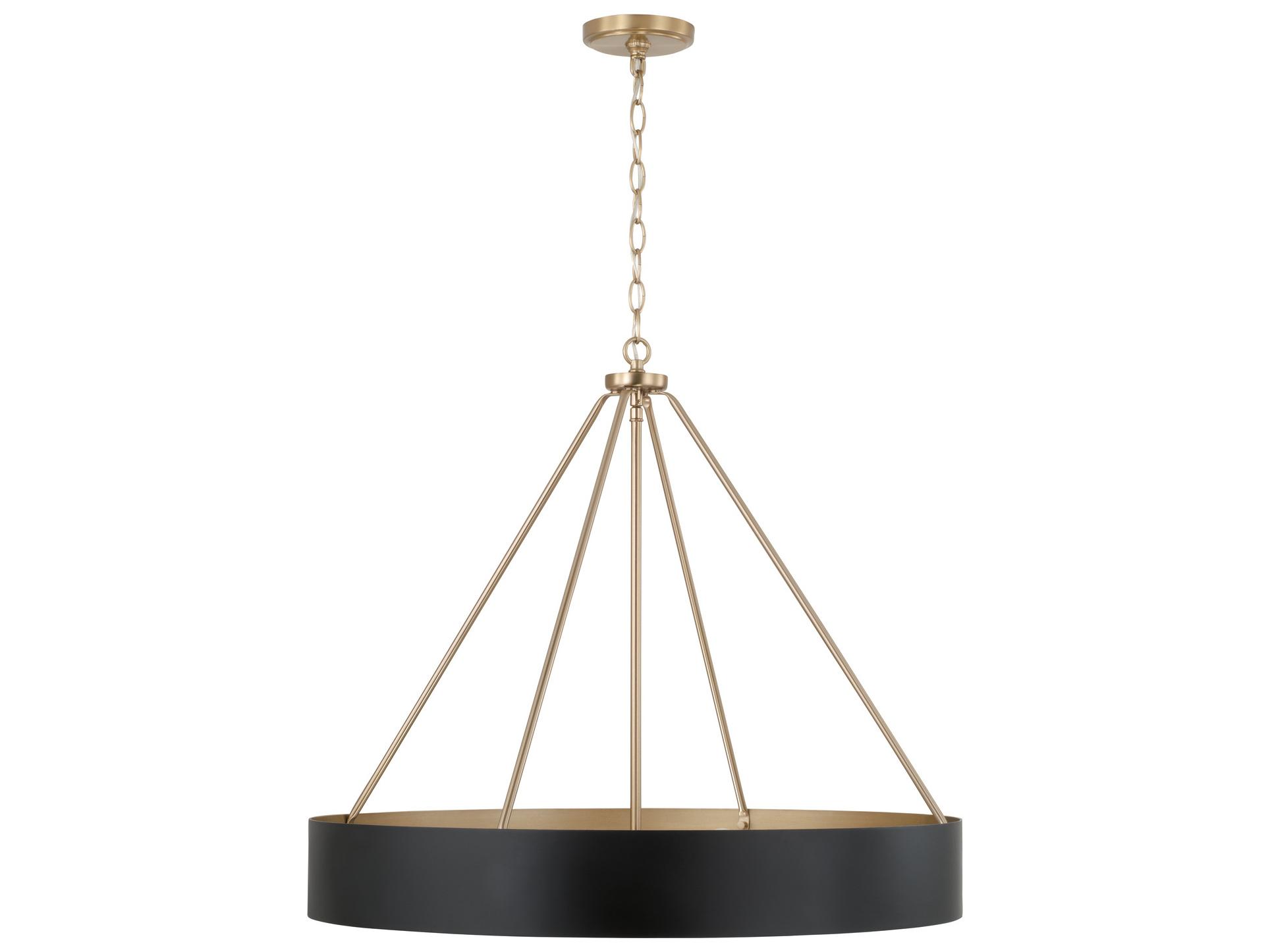 Capital Lighting Weller 4-Light Matte Brass Black Round Chandelier