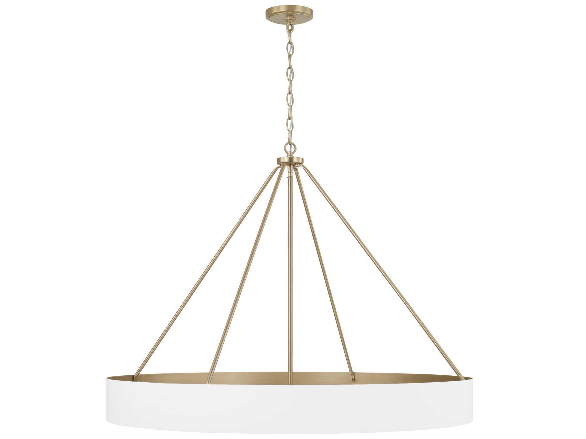 Capital Lighting Weller 6-Light Matte Brass White Round Chandelier