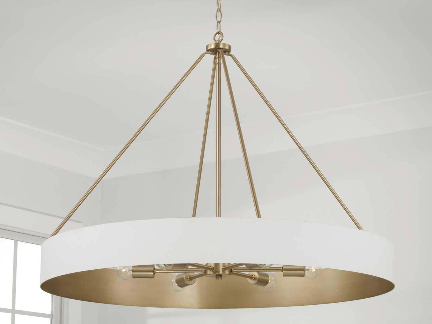 Capital Lighting Weller 6-Light Matte Brass White Round Chandelier