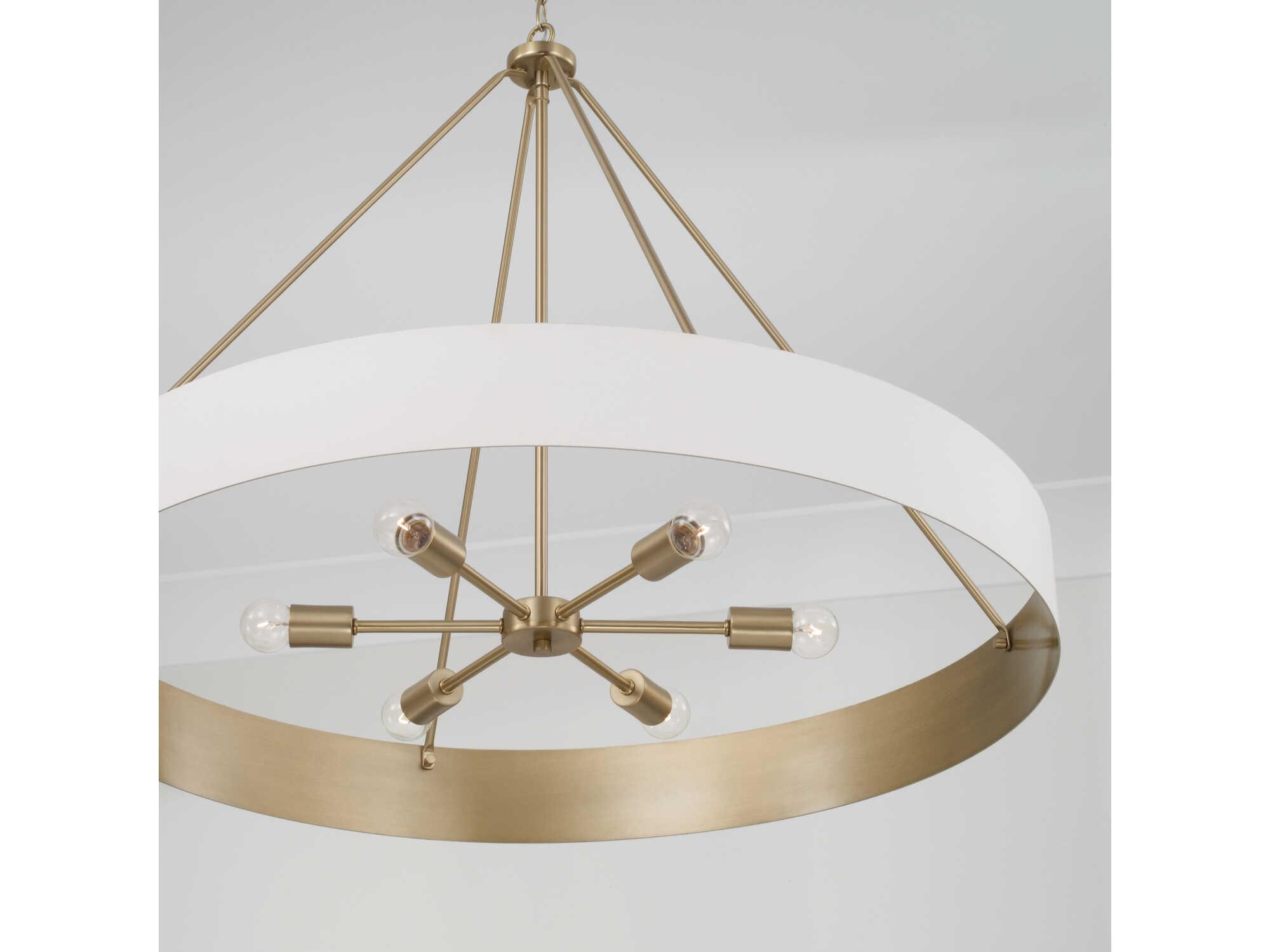 Capital Lighting Weller 6-Light Matte Brass White Round Chandelier