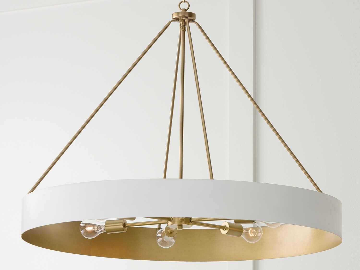 Capital Lighting Weller 6-Light Matte Brass White Round Chandelier