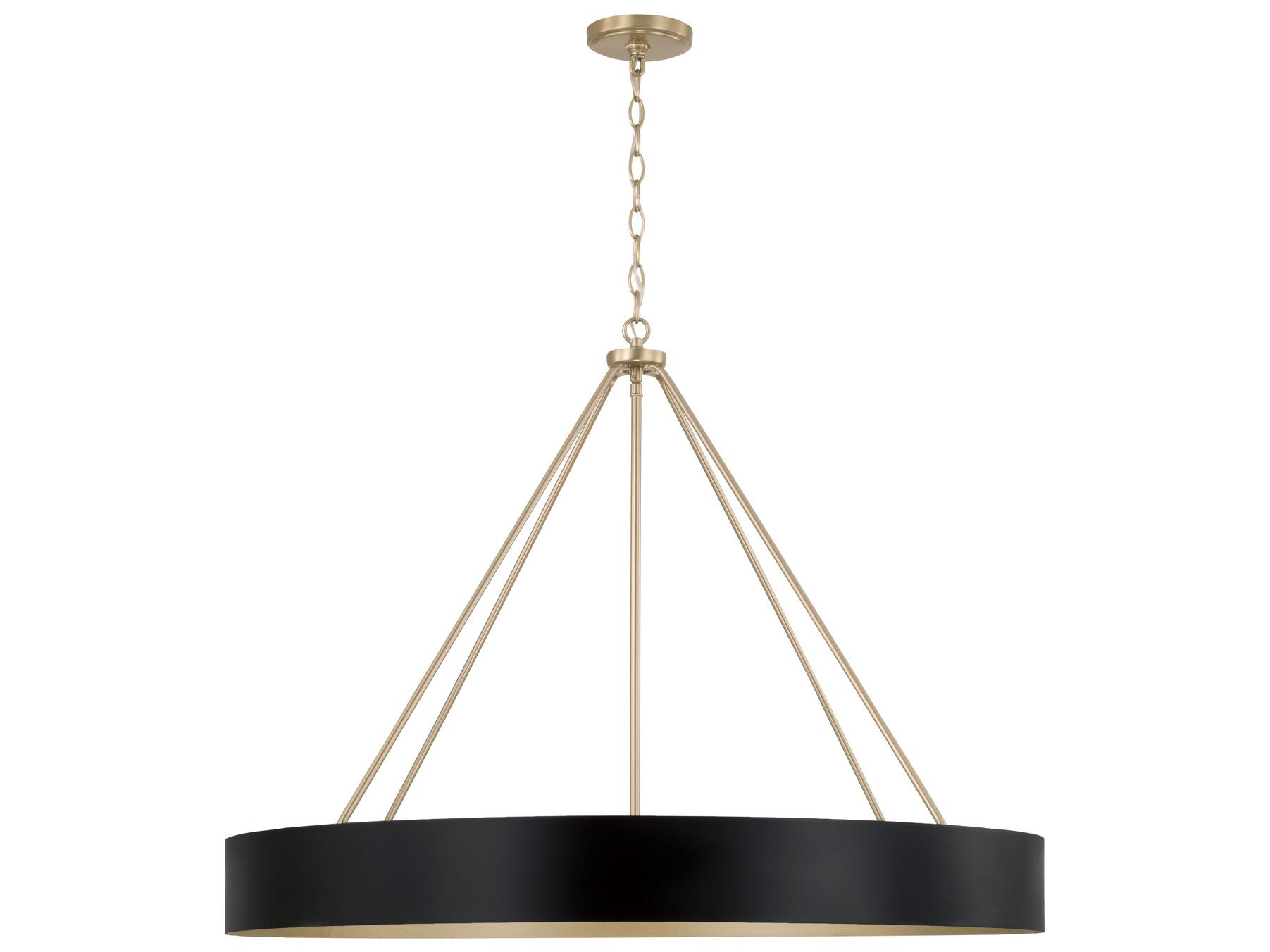 Capital Lighting Weller 6-Light Matte Brass Black Round Chandelier