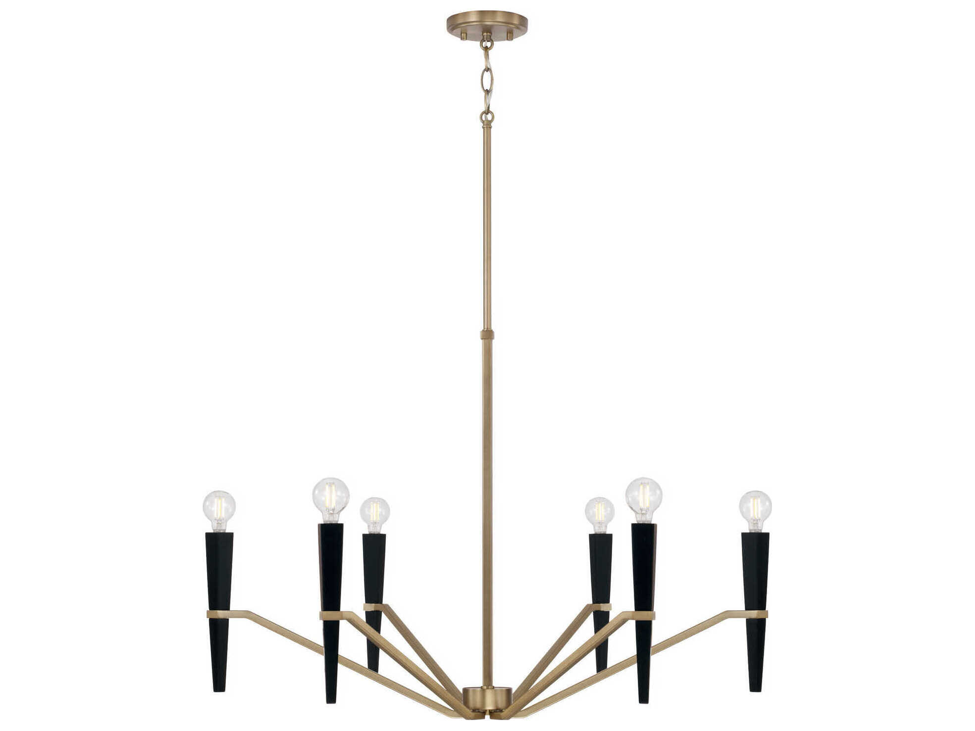 Capital Lighting Enzo 6-Light Aged Brass Black Candelabra Chandelier