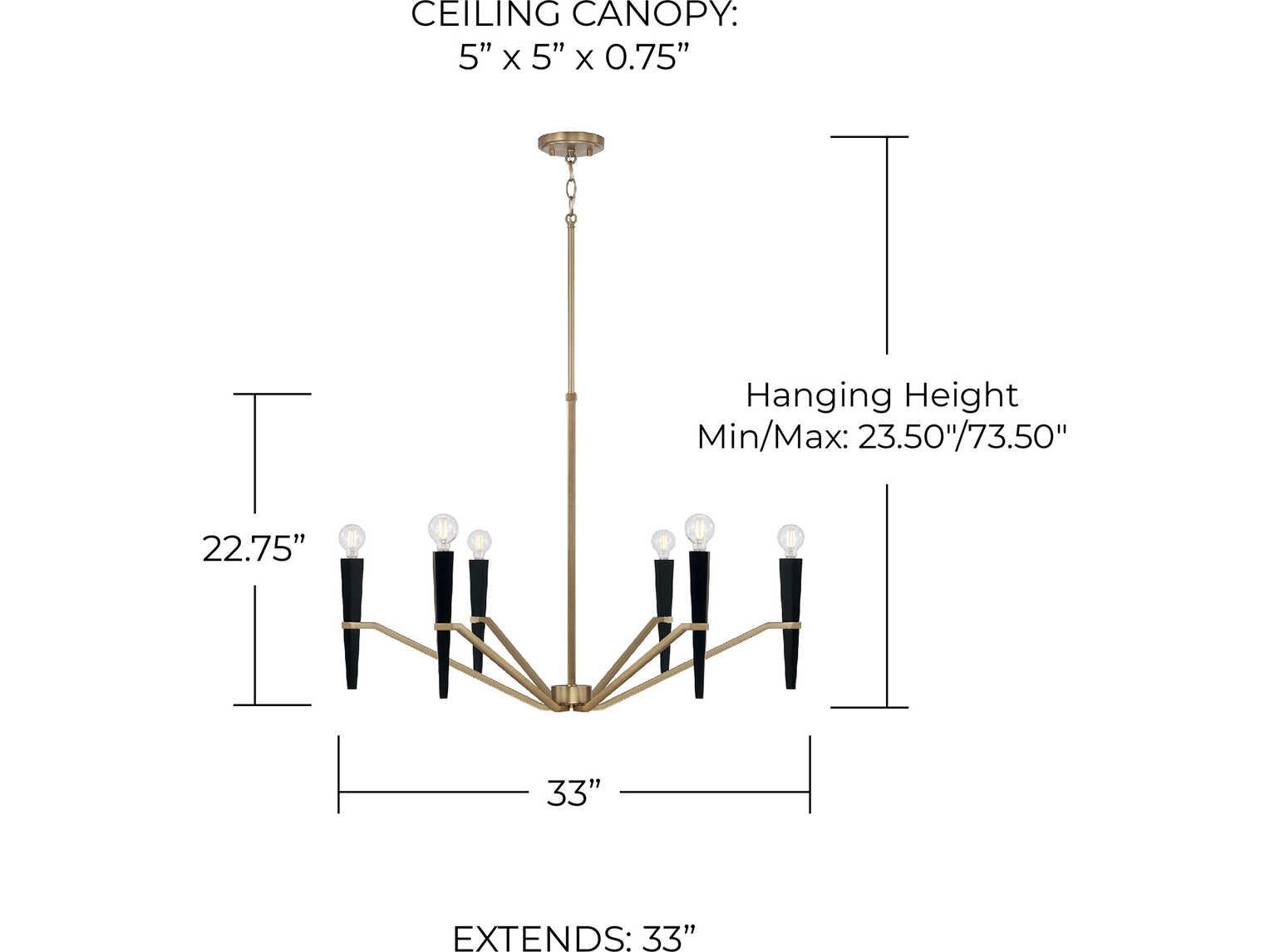Capital Lighting Enzo 6-Light Aged Brass Black Candelabra Chandelier