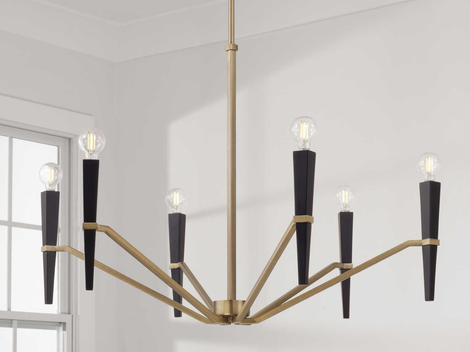 Capital Lighting Enzo 6-Light Aged Brass Black Candelabra Chandelier